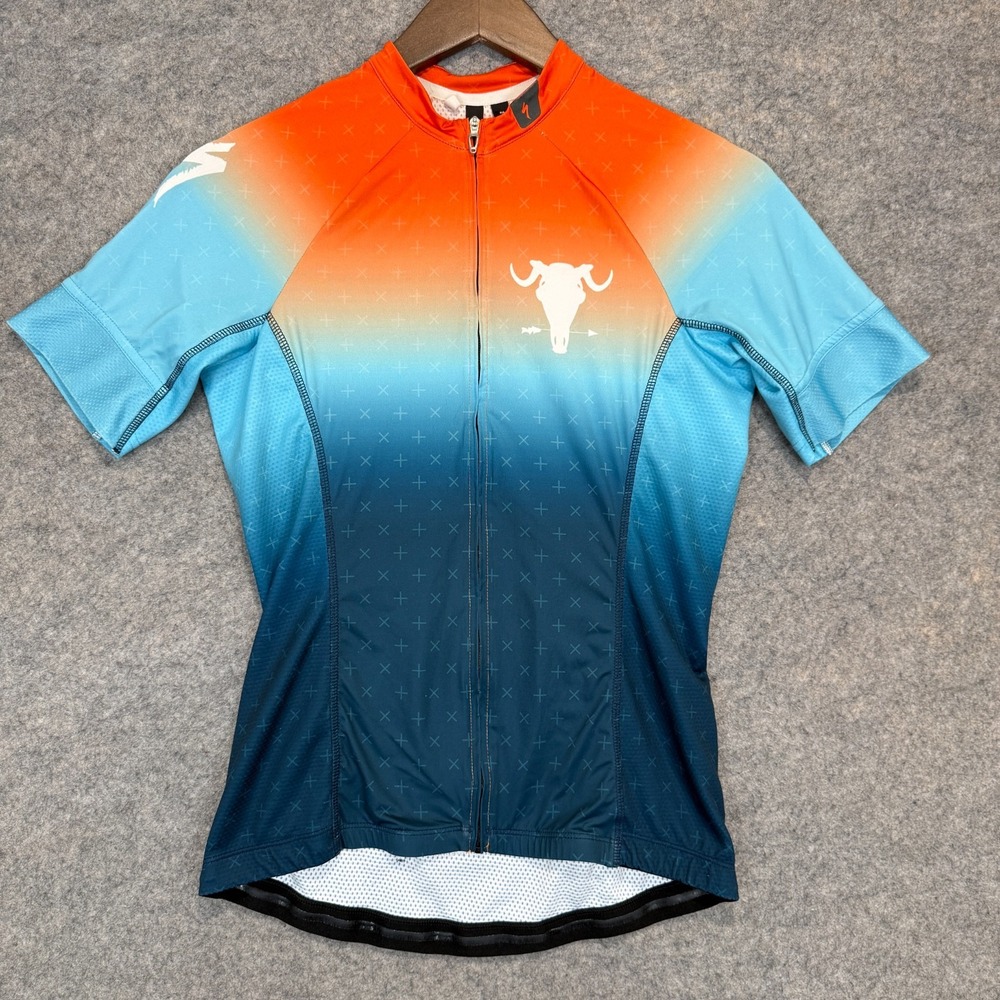 Specialized Cycling Jersey Medium Limited Edition Gradient Blue Orange Bull